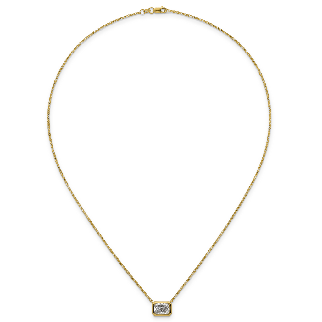 14ky Radiant Certified Lab Grown VS/SI+ G+ Complete Diamond Pendant with Ch