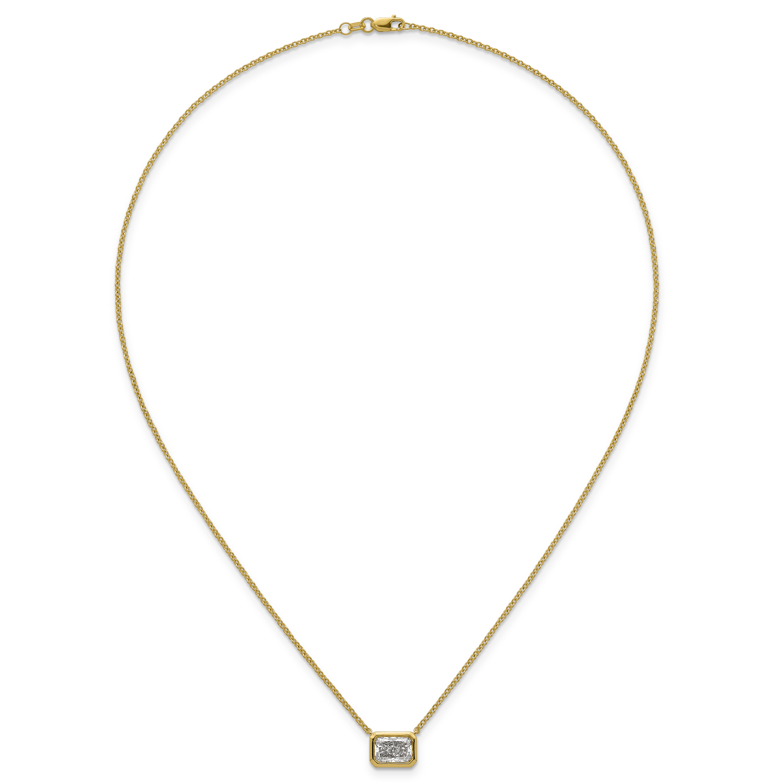 14ky Radiant Certified Lab Grown VS/SI+ G+ Complete Diamond Pendant with Ch