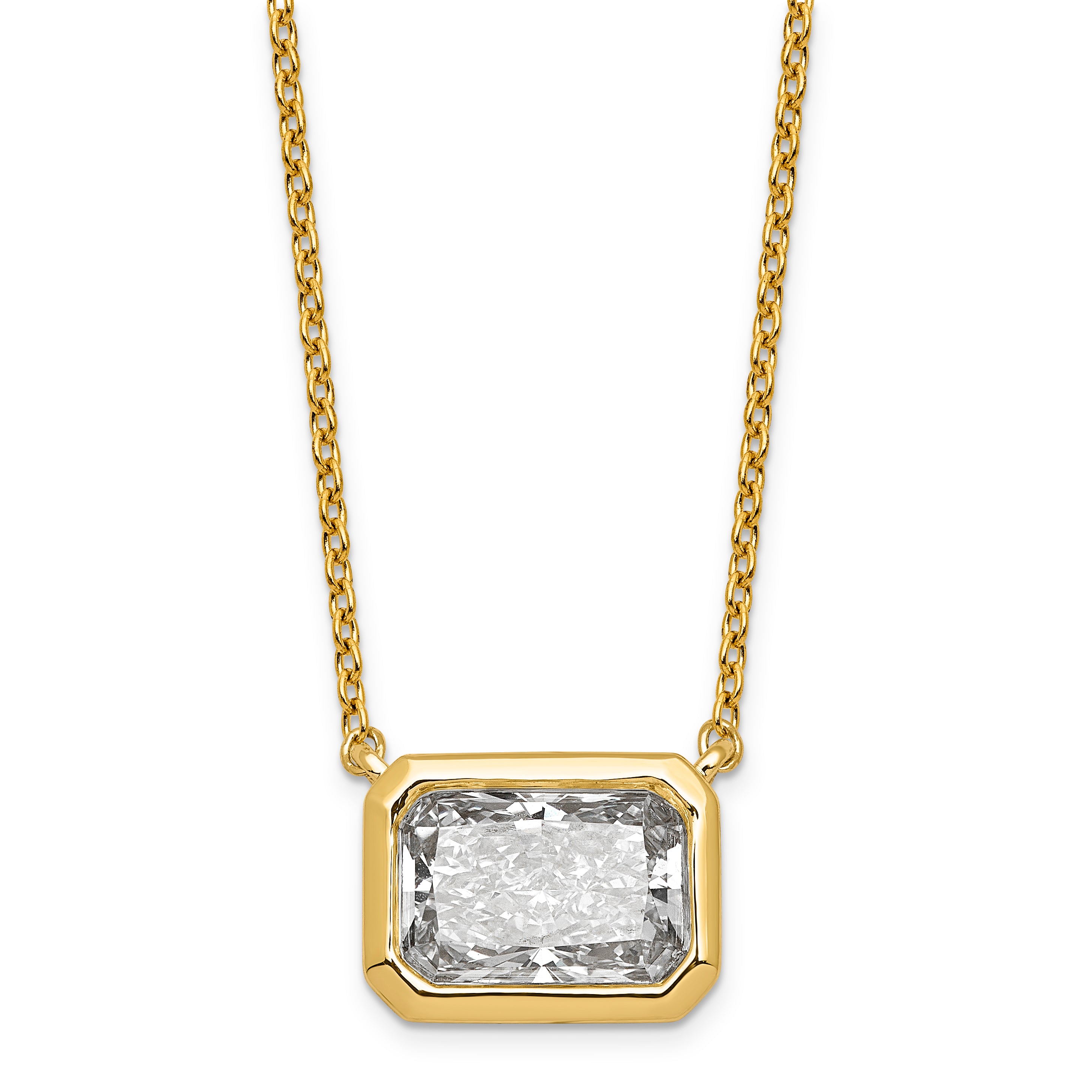 14ky Radiant Certified Lab Grown VS/SI+ G+ Complete Diamond Pendant with Ch Main image