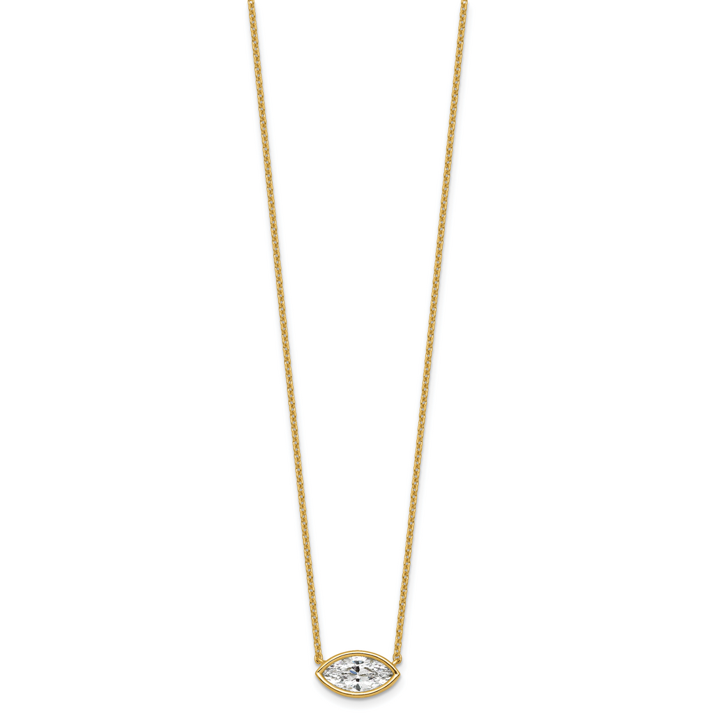 14ky Marquise Certified Lab Grown VS/SI+ G+ Complete Diamond Pendant with C