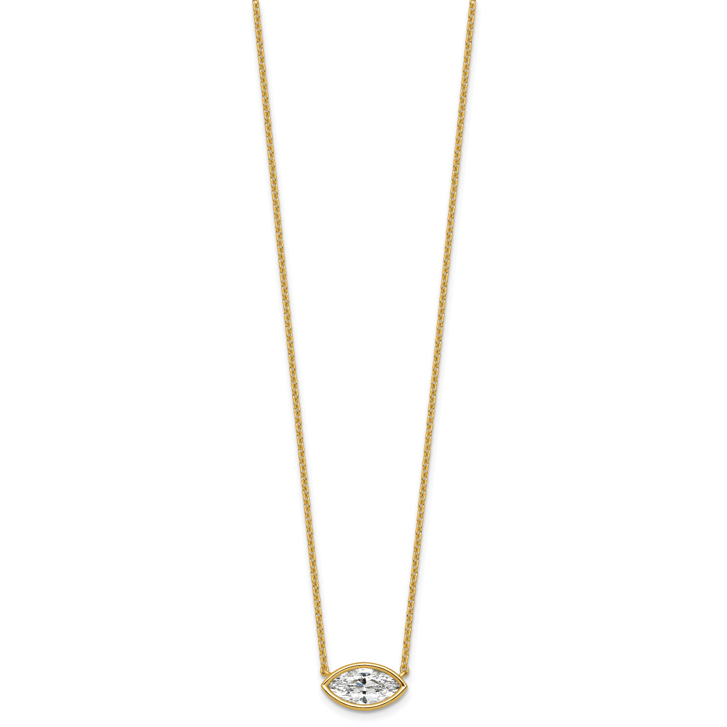 14ky Marquise Certified Lab Grown VS/SI+ G+ Complete Diamond Pendant with C
