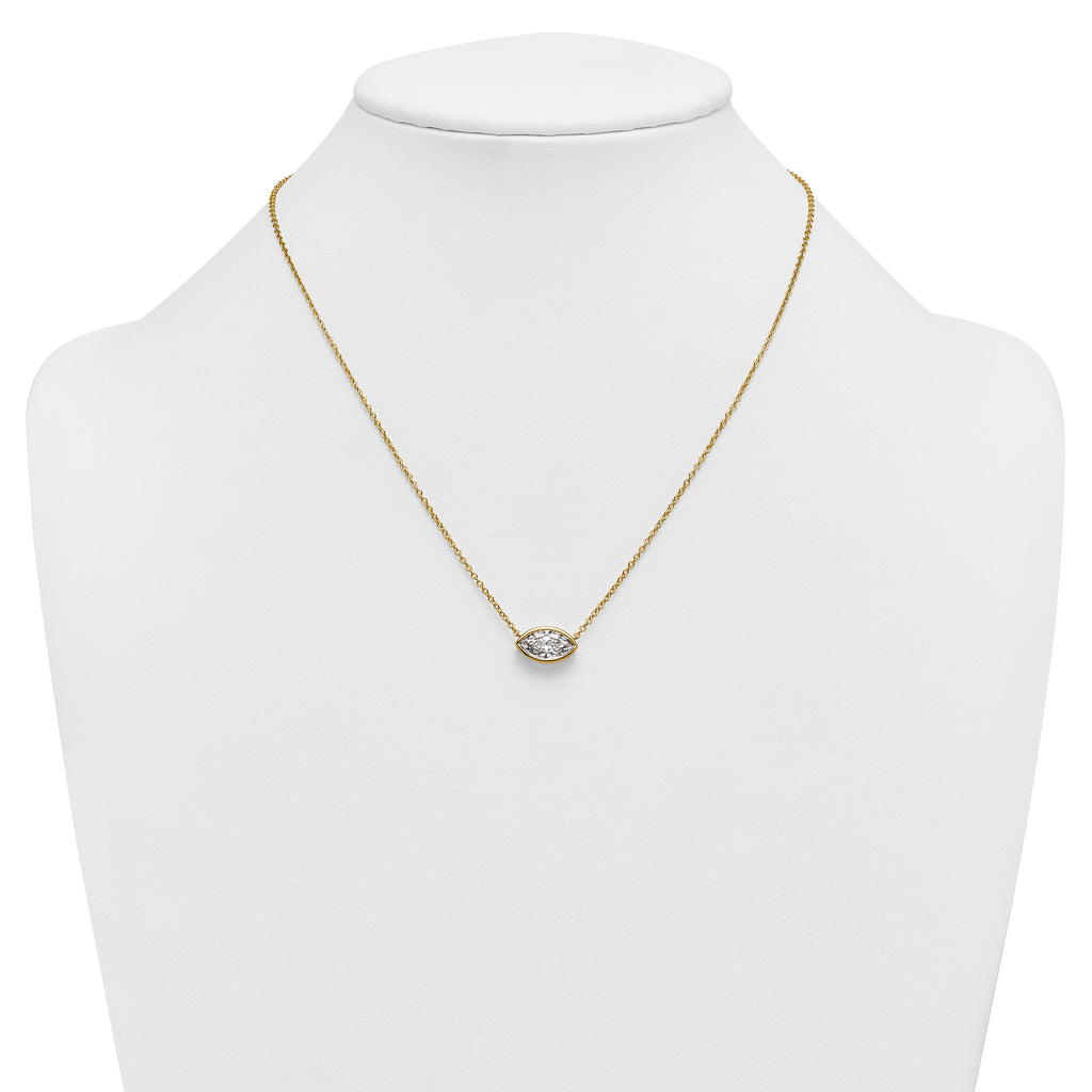 14ky Marquise Certified Lab Grown VS/SI+ G+ Complete Diamond Pendant with C