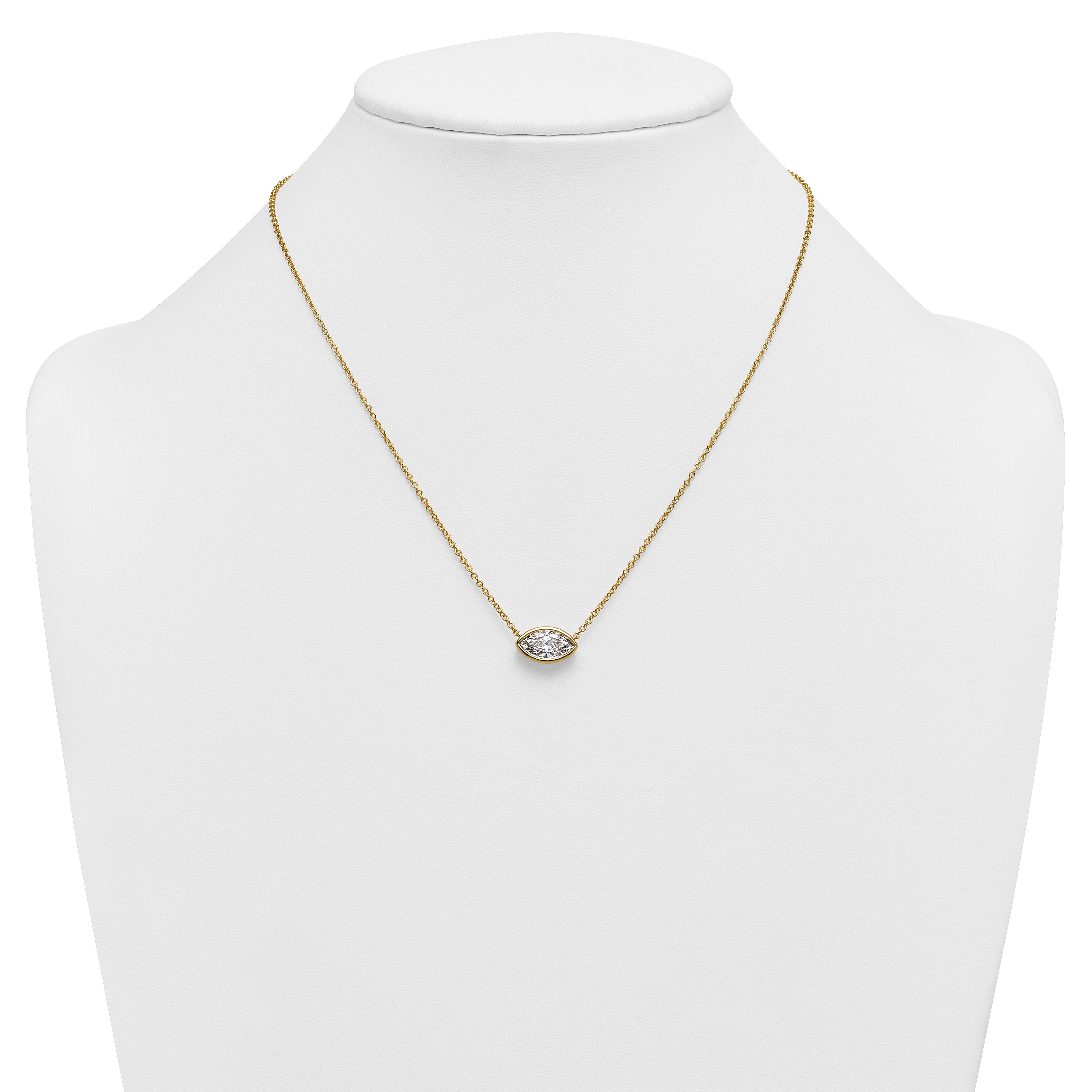 14ky Marquise Certified Lab Grown VS/SI+ G+ Complete Diamond Pendant with C