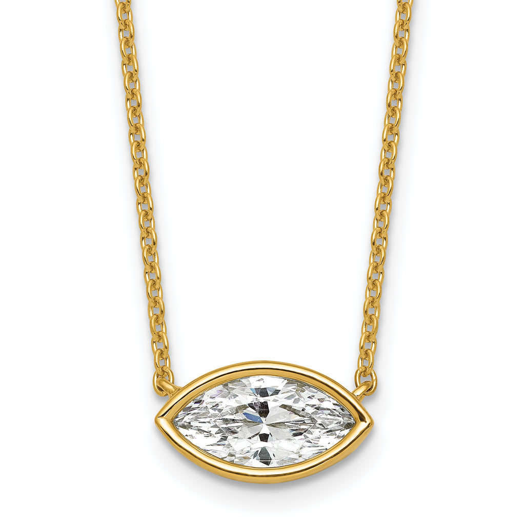 14ky Marquise Certified Lab Grown VS/SI+ G+ Complete Diamond Pendant with C