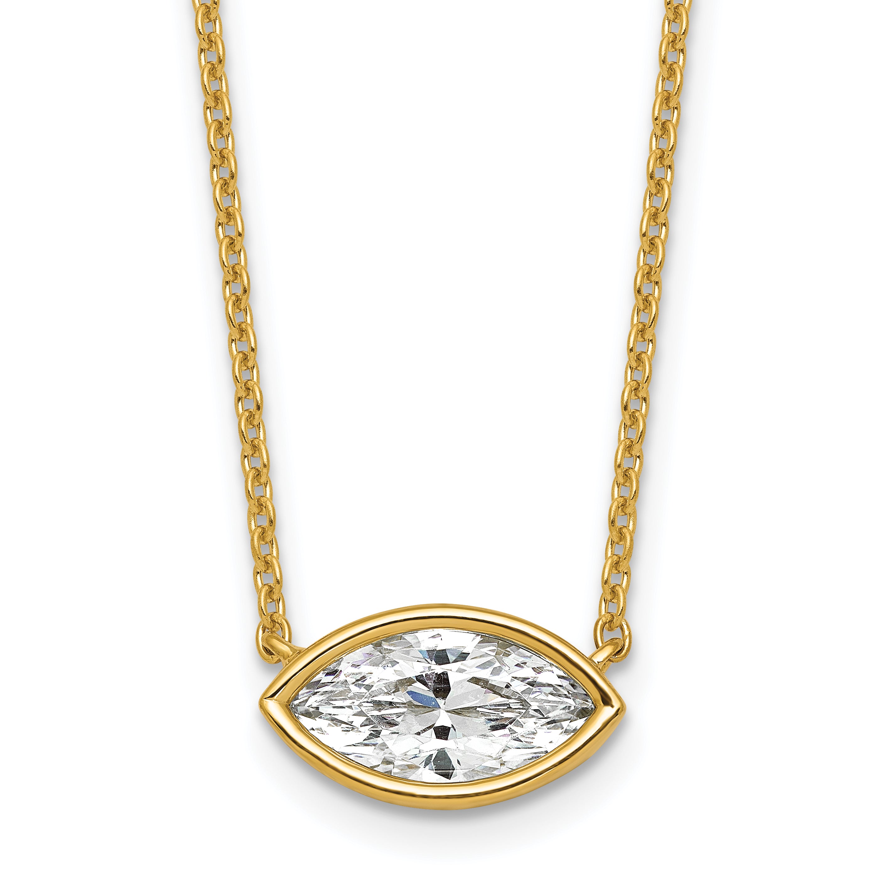 14ky Marquise Certified Lab Grown VS/SI+ G+ Complete Diamond Pendant with C