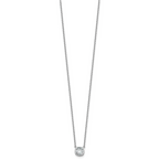 14k White Gold 1 carat Certified Lab Grown Diamond VS+ F+ Cushion Complete 18 inch Bezel Set Necklace