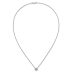 14k White Gold 1 carat Certified Lab Grown Diamond VS+ F+ Cushion Complete 18 inch Bezel Set Necklace