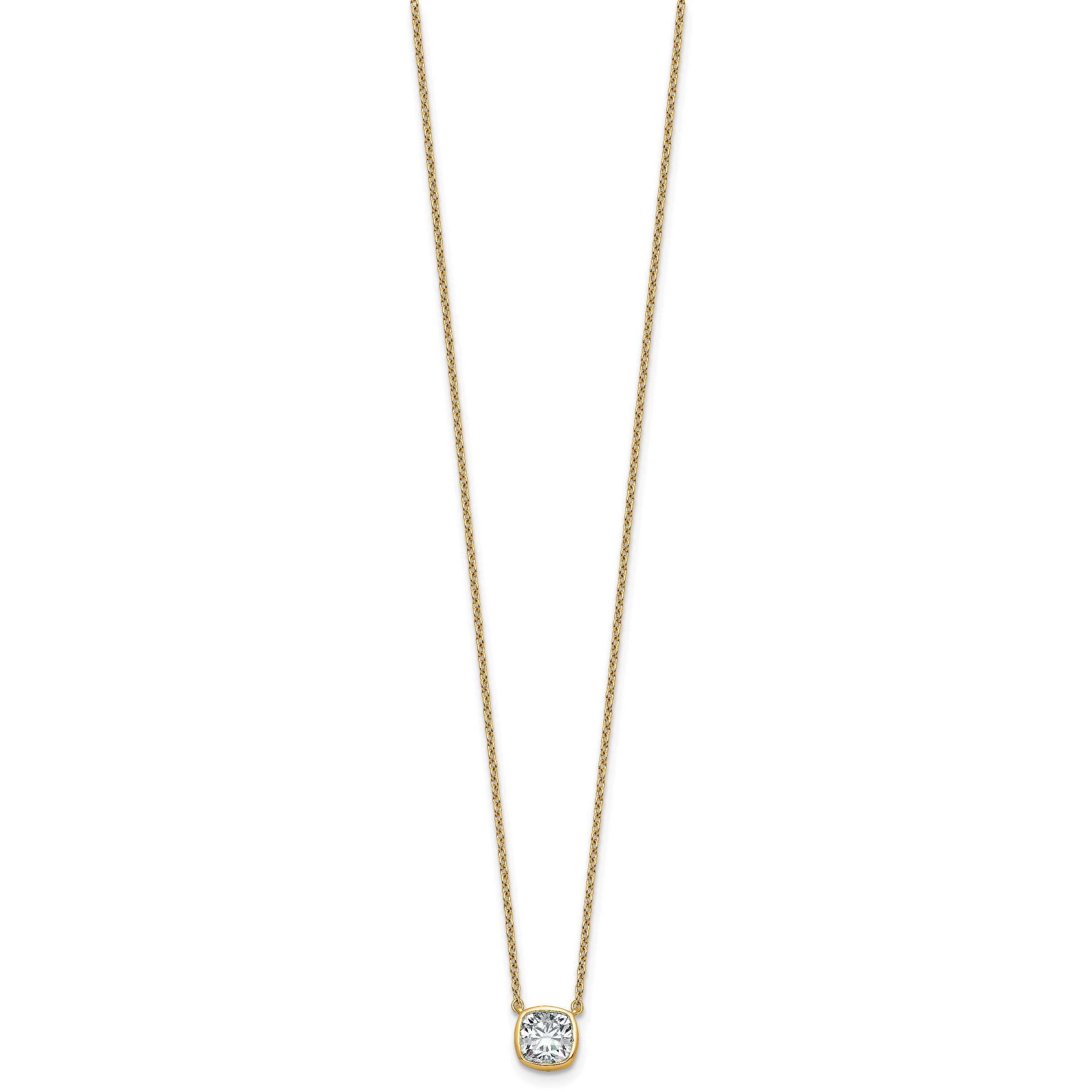 14k 1 carat Certified Lab Grown Diamond VS+ F+ Cushion Complete 18 inch Bezel Set Necklace Secondary image