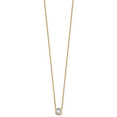 14k 1 carat Certified Lab Grown Diamond VS+ F+ Cushion Complete 18 inch Bezel Set Necklace
