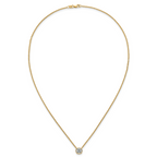 14k 1 carat Certified Lab Grown Diamond VS+ F+ Cushion Complete 18 inch Bezel Set Necklace