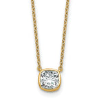 14k 1 carat Certified Lab Grown Diamond VS+ F+ Cushion Complete 18 inch Bezel Set Necklace