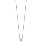 14k White Gold 1 1/2 carat Certified Lab Grown Diamond VS+ F+ Cushion Complete 18 inch Bezel Set Necklace