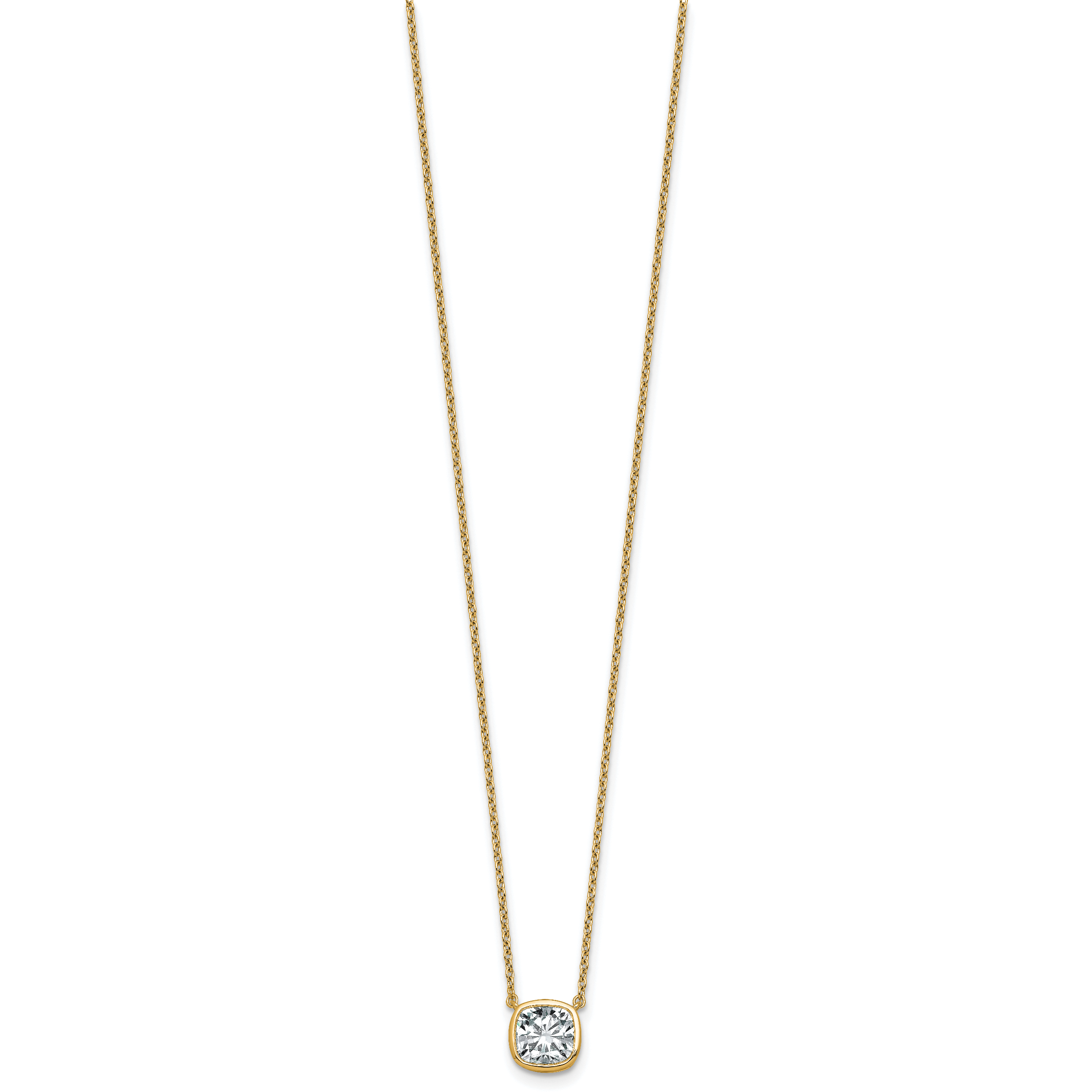14k 1 1/2 carat Certified Lab Grown Diamond VS+ F+ Cushion Complete 18 inch Bezel Set Necklace Secondary image