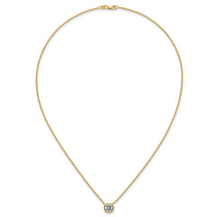 14k 1 1/2 carat Certified Lab Grown Diamond VS+ F+ Cushion Complete 18 inch Bezel Set Necklace