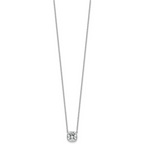 14k White Gold 2 carat Certified Lab Grown Diamond VS+ F+ Cushion Complete 18 inch Bezel Set Necklace