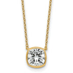 14k 2 carat Certified Lab Grown Diamond VS+ F+ Cushion Complete 18 inch Bezel Set Necklace