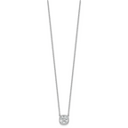 14k White Gold 2 1/2 carat Certified Lab Grown Diamond VS+ F+ Cushion Complete 18 inch Bezel Set Necklace