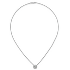 14k White Gold 2 1/2 carat Certified Lab Grown Diamond VS+ F+ Cushion Complete 18 inch Bezel Set Necklace