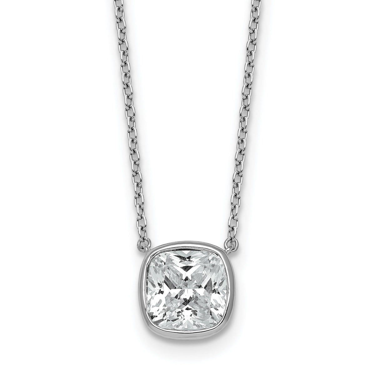 Cushion Bezel-Set Lab-Grown Diamond Necklace in 14K White Gold (2 1/2 ct.) - Sophia Jewelers Main image
