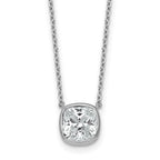 14k White Gold 2 1/2 carat Certified Lab Grown Diamond VS+ F+ Cushion Complete 18 inch Bezel Set Necklace