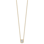 14k 2 1/2 carat Certified Lab Grown Diamond VS+ F+ Cushion Complete 18 inch Bezel Set Necklace