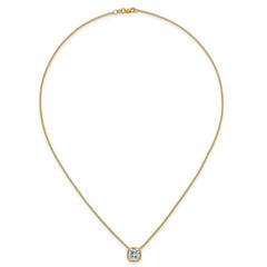 14k 2 1/2 carat Certified Lab Grown Diamond VS+ F+ Cushion Complete 18 inch Bezel Set Necklace