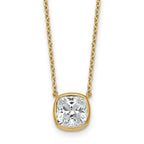 14k 2 1/2 carat Certified Lab Grown Diamond VS+ F+ Cushion Complete 18 inch Bezel Set Necklace