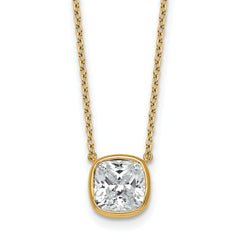14k 2 1/2ct Cert Lab Grown Dia VS+ F+ Cushion  Bezel Set Pendant