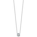 14k White Gold 3 carat Certified Lab Grown Diamond VS+ F+ Cushion Complete 18 inch Bezel Set Necklace