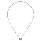 14k White Gold 3 carat Certified Lab Grown Diamond VS+ F+ Cushion Complete 18 inch Bezel Set Necklace