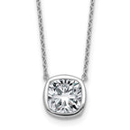 14k White Gold 3 carat Certified Lab Grown Diamond VS+ F+ Cushion Complete 18 inch Bezel Set Necklace
