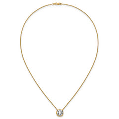 14k 4 carat Certified Lab Grown Diamond VS+ F+ Cushion Complete 18 inch Bezel Set Necklace