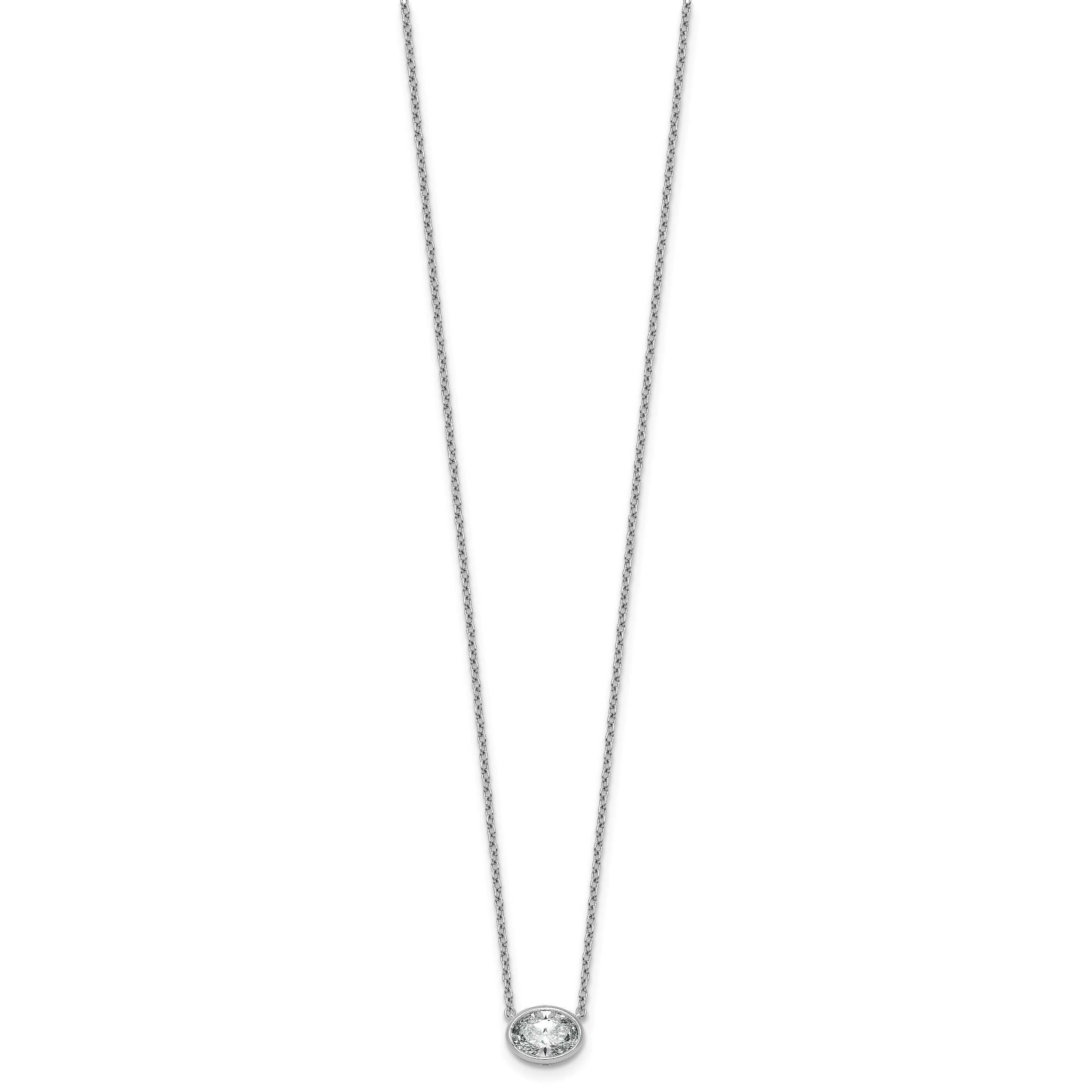 14k White Gold 1 carat Certified Lab Grown Diamond VS+ F+ Oval Complete 18 inch Bezel Set Necklace Secondary image