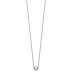 14k White Gold 1 carat Certified Lab Grown Diamond VS+ F+ Oval Complete 18 inch Bezel Set Necklace