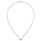 14k White Gold 1 carat Certified Lab Grown Diamond VS+ F+ Oval Complete 18 inch Bezel Set Necklace