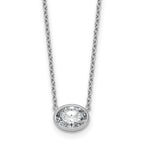 14k White Gold 1 carat Certified Lab Grown Diamond VS+ F+ Oval Complete 18 inch Bezel Set Necklace