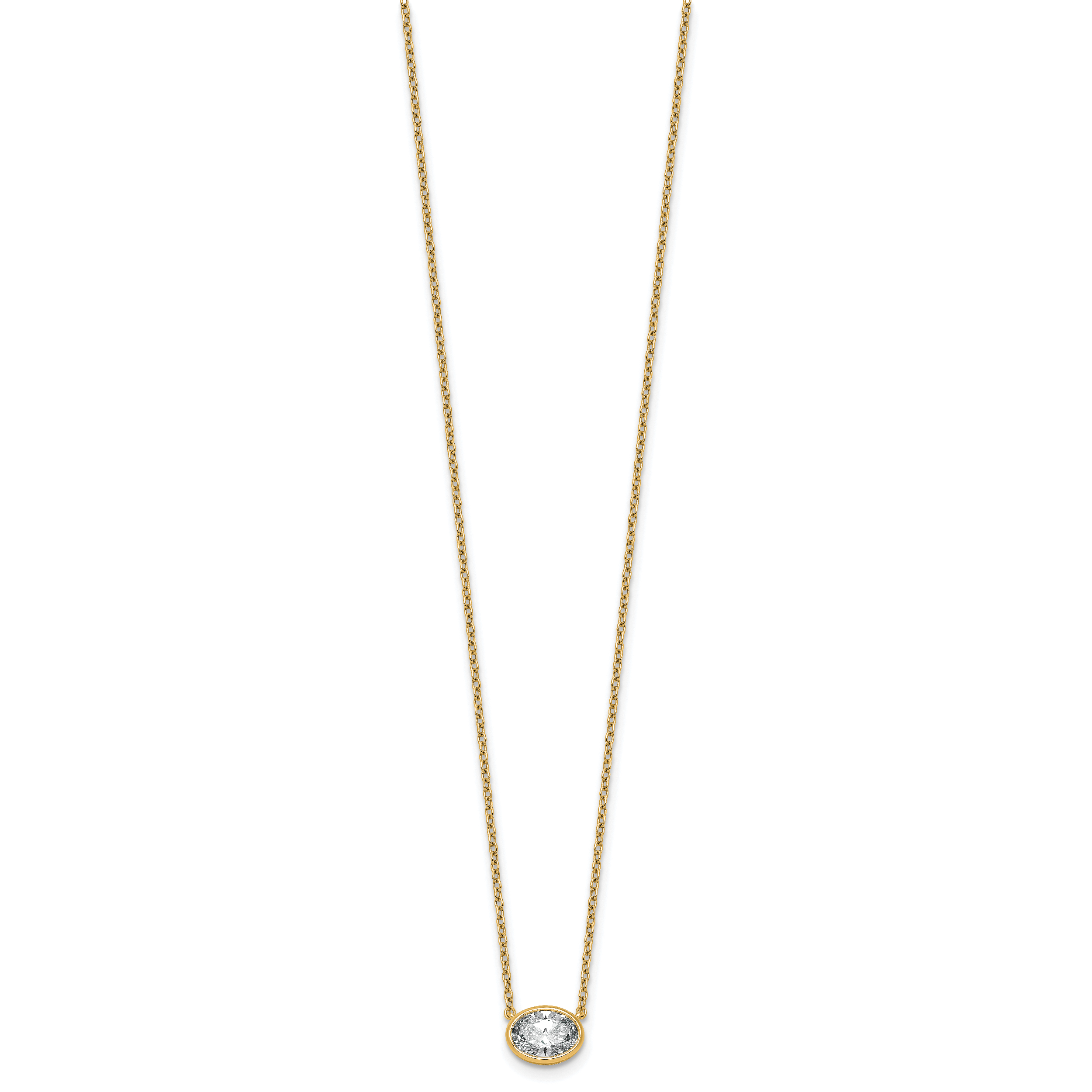 14k 1 carat Certified Lab Grown Diamond VS+ F+ Oval Complete 18 inch Bezel Set Necklace Secondary image