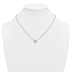 14k 1 carat Certified Lab Grown Diamond VS+ F+ Oval Complete 18 inch Bezel Set Necklace