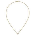 14k 1 carat Certified Lab Grown Diamond VS+ F+ Oval Complete 18 inch Bezel Set Necklace