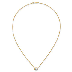 14k 1 carat Certified Lab Grown Diamond VS+ F+ Oval Complete 18 inch Bezel Set Necklace