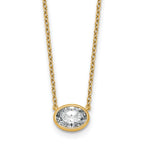 14k 1 carat Certified Lab Grown Diamond VS+ F+ Oval Complete 18 inch Bezel Set Necklace