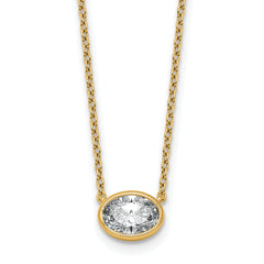 14k 1ct Cert Lab Grown Diamond VS+ F+ Oval  Bezel Set Pendant