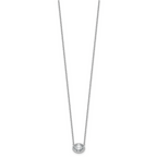 14k White Gold 1 1/2 carat Certified Lab Grown Diamond VS+ F+ Oval Complete 18 inch Bezel Set Necklace