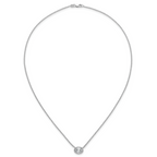14k White Gold 1 1/2 carat Certified Lab Grown Diamond VS+ F+ Oval Complete 18 inch Bezel Set Necklace