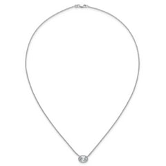 14k White Gold 1 1/2 carat Certified Lab Grown Diamond VS+ F+ Oval Complete 18 inch Bezel Set Necklace