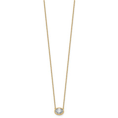14k 1 1/2 carat Certified Lab Grown Diamond VS+ F+ Oval Complete 18 inch Bezel Set Necklace
