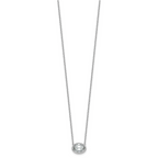 14k White Gold 2 carat Certified Lab Grown Diamond VS+ F+ Oval Complete 18 inch Bezel Set Necklace
