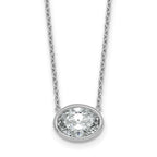 14k White Gold 2 carat Certified Lab Grown Diamond VS+ F+ Oval Complete 18 inch Bezel Set Necklace