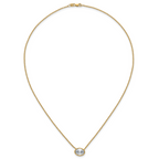 14k 2 carat Certified Lab Grown Diamond VS+ F+ Oval Complete 18 inch Bezel Set Necklace