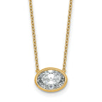 14k 2 carat Certified Lab Grown Diamond VS+ F+ Oval Complete 18 inch Bezel Set Necklace
